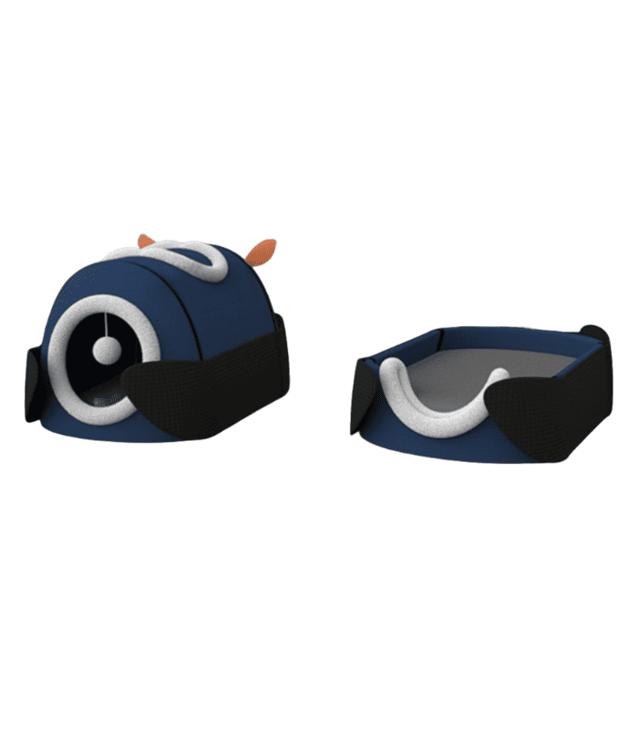 Blue and orange cat bed