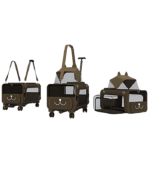 brown pet carrier with wheels
