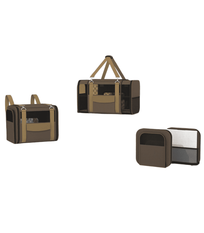 brown pet travel carrier