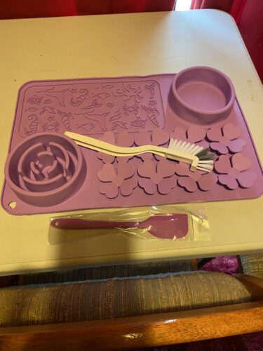 Food-Grade Silicone Pet Slow Feeding Mat with bowl Lick Mat Set photo review