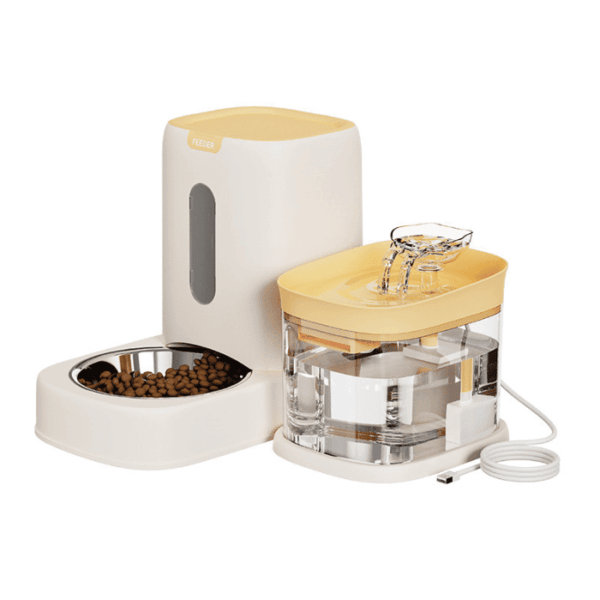 gravity pet feeder and water dispenser set