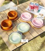 Foldable 2-in-1 pet travel bowl set